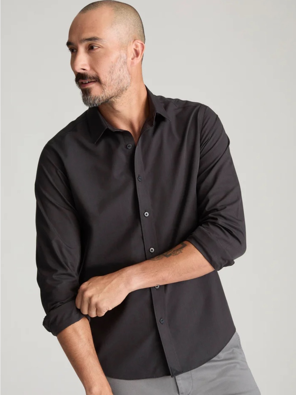 UNTUCKit Men's Black Long-Sleeve Wrinkle-Free Black Stone Shirt XXL